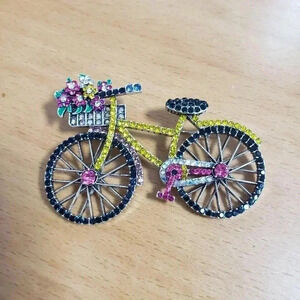 Rhinestone Bicycle Brooch